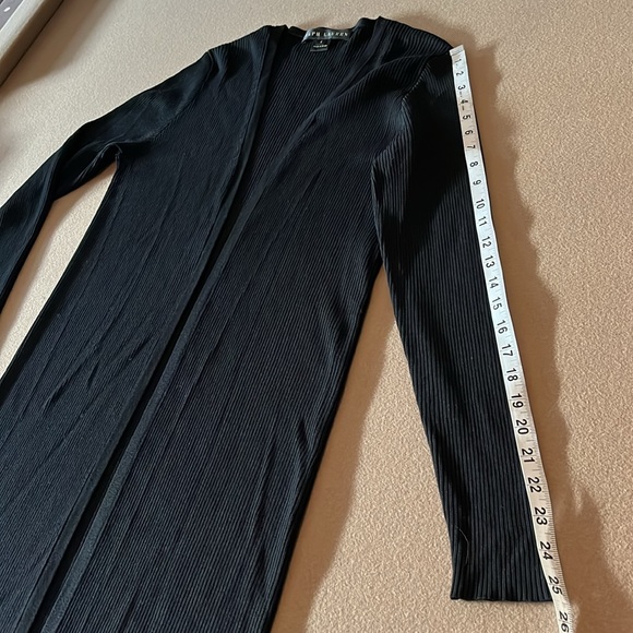 RALPH LAUREN BLACK LABEL Ribbed Silk Black Long Cardigan Duster 100% SILK -Large - Picture 9 of 12
